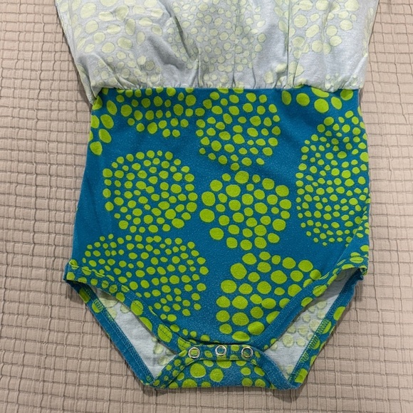 Marimekko Teal and Lime Green Patterned Short Sleeved Dress 80cm - Picture 3 of 8